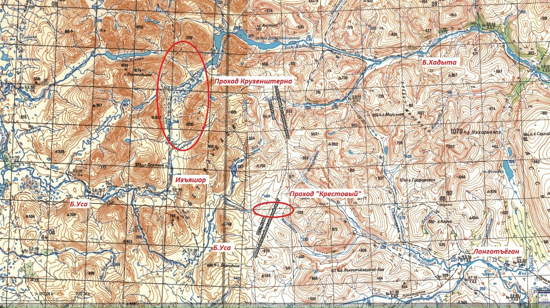 Рис 12. Проходы Крузенштерна и Крестовый
