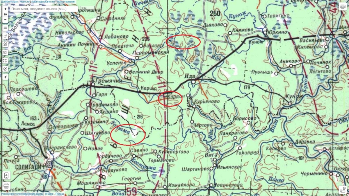 Рис 9. Переходы из Сундобы и Иды в Толшму.